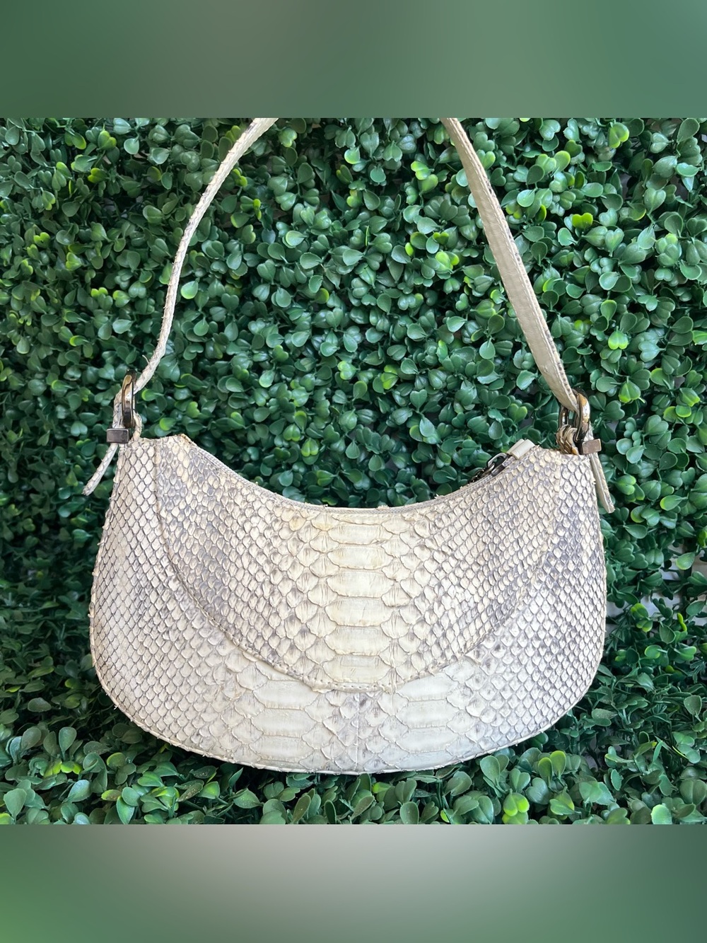 STUART WEITZMAN Vintage Y2K Python Snakeskin Baguette Hobo Shoulder Bag